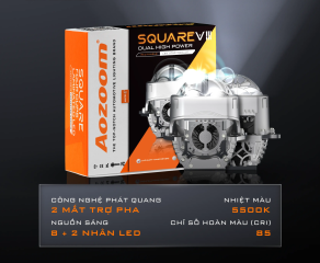 ĐÈN BI LED SQUARE V3 CHO VINFAST VF3 - X2 TRỢ PHA, ÁNH SÁNG SIÊU PHA